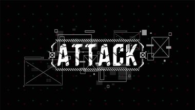 Saldırı. Baskı ve web için Hud elemanları ile Kavramsal Düzen. Fütüristik kullanıcı arabirimi elemanları ile yazı.