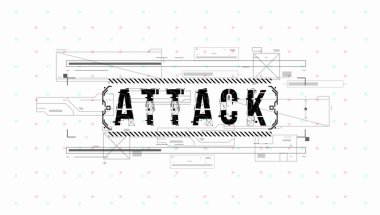 Saldırı. Baskı ve web için Hud elemanları ile Kavramsal Düzen. Fütüristik kullanıcı arabirimi elemanları ile yazı.