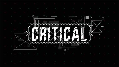 Kritik. Baskı ve web için Hud elemanları ile Kavramsal Düzen. Fütüristik kullanıcı arabirimi elemanları ile yazı.