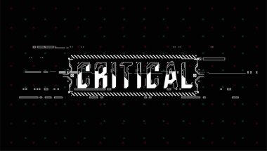 Kritik. Baskı ve web için Hud elemanları ile Kavramsal Düzen. Fütüristik kullanıcı arabirimi elemanları ile yazı.