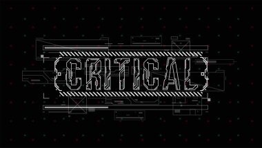 Kritik. Baskı ve web için Hud elemanları ile Kavramsal Düzen. Fütüristik kullanıcı arabirimi elemanları ile yazı.