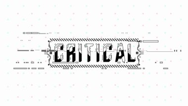 Kritik. Baskı ve web için Hud elemanları ile Kavramsal Düzen. Fütüristik kullanıcı arabirimi elemanları ile yazı.