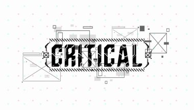 Kritik. Baskı ve web için Hud elemanları ile Kavramsal Düzen. Fütüristik kullanıcı arabirimi elemanları ile yazı.
