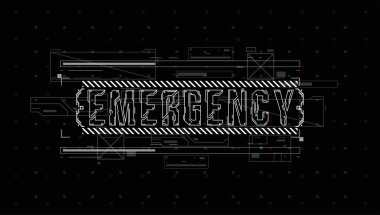 Acil. Baskı ve web için Hud elemanları ile Kavramsal Düzen. Fütüristik kullanıcı arabirimi elemanları ile yazı.