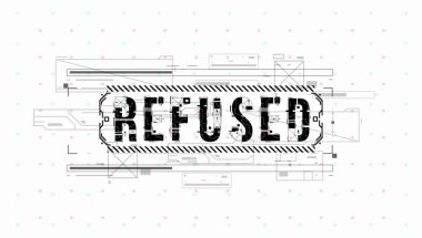 Reddetti. Baskı ve web için Hud elemanları ile Kavramsal Düzen. Fütüristik kullanıcı arabirimi elemanları ile yazı.