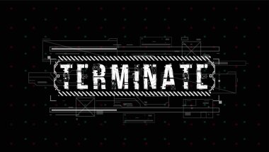 Sonlandır. Baskı ve web için Hud elemanları ile Kavramsal Düzen. Fütüristik kullanıcı arabirimi elemanları ile yazı.