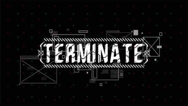 Sonlandır. Baskı ve web için Hud elemanları ile Kavramsal Düzen. Fütüristik kullanıcı arabirimi elemanları ile yazı.