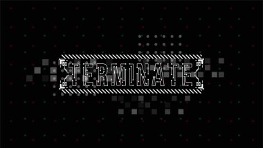 Sonlandır. Baskı ve web için Hud elemanları ile Kavramsal Düzen. Fütüristik kullanıcı arabirimi elemanları ile yazı.