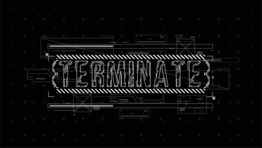 Sonlandır. Baskı ve web için Hud elemanları ile Kavramsal Düzen. Fütüristik kullanıcı arabirimi elemanları ile yazı.