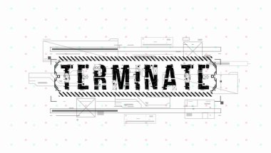 Sonlandır. Baskı ve web için Hud elemanları ile Kavramsal Düzen. Fütüristik kullanıcı arabirimi elemanları ile yazı.