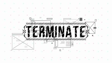 Sonlandır. Baskı ve web için Hud elemanları ile Kavramsal Düzen. Fütüristik kullanıcı arabirimi elemanları ile yazı.