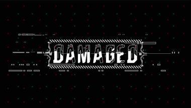 Hasarlı. Baskı ve web için Hud elemanları ile Kavramsal Düzen. Fütüristik kullanıcı arabirimi elemanları ile yazı.