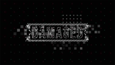 Hasarlı. Baskı ve web için Hud elemanları ile Kavramsal Düzen. Fütüristik kullanıcı arabirimi elemanları ile yazı.