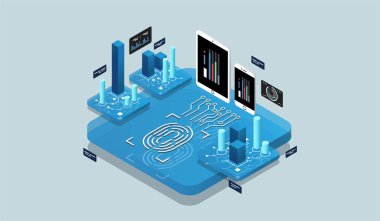 Biyometrik tasarım konsepti sanal gerçeklik ve artırılmış gerçeklik. yazılım geliştirme ve programlama. Büyük veri merkezi hesaplaması, kuantum bilgisayar biyometrik vektör teknolojisi