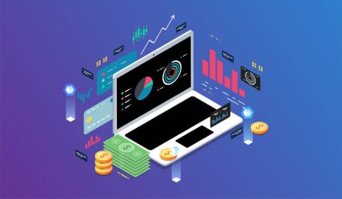 Biyometrik tasarım konsepti sanal gerçeklik ve artırılmış gerçeklik. yazılım geliştirme ve programlama. Finans ve ödeme sistemi. isometrik vektör teknolojisi