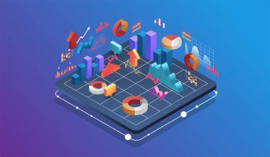 Biyometrik tasarım konsepti sanal gerçeklik ve artırılmış gerçeklik. yazılım geliştirme ve programlama. ekonomik şemalar, grafikler, ölçekler. isometrik vektör teknolojisi