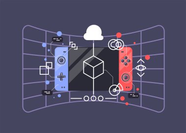 Video oyun konsolu. gamepad vektör illüstrasyon.