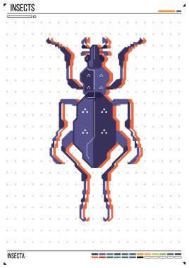 Vektör geometrik böcek veya böcek. Poster arka planında böcek var. Baskı, tebrik kartı, kreş posteri için idealdir.