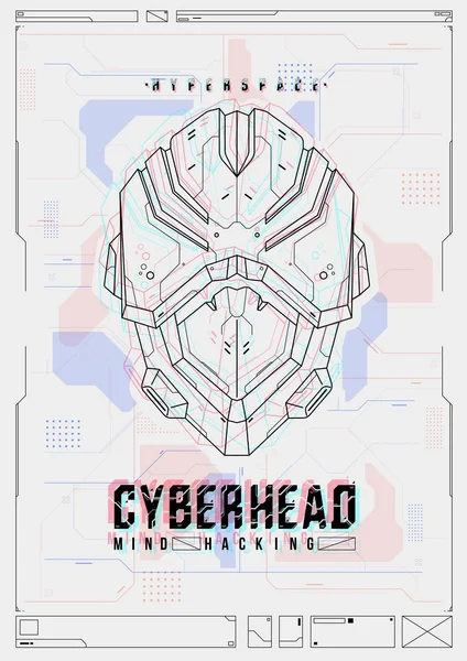 Fütüristik poster bir robot kafa ile. Web ve baskı için şablon. Broşür ve el ilanı düzeni.