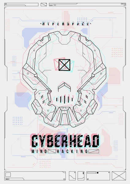 Fütüristik poster bir robot kafa ile. Web ve baskı için şablon. Broşür ve el ilanı düzeni.
