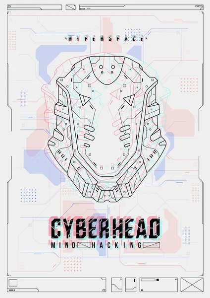 Fütüristik poster bir robot kafa ile. Web ve baskı için şablon. Broşür ve el ilanı düzeni.