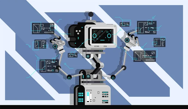 AI, έξυπνο bot. Ρομποτικό διάνυσμα. — Διανυσματικό Αρχείο