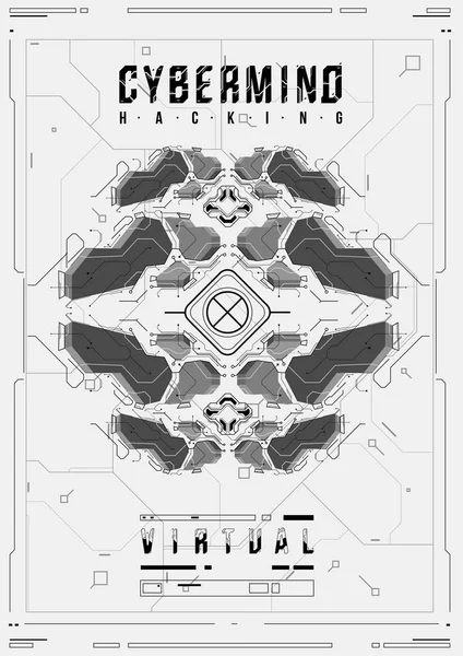 stock vector Cyberpunk futuristic poster. Retro futuristic poster template. Tech Abstract poster template. Modern flyer for web and print. hacking, cyber culture, programming and virtual environments.