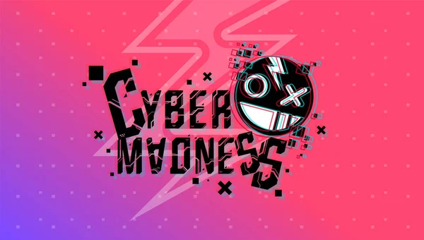 Cyber Madness creatief logo. Vector sjabloon voor web en afdrukken. — Stockvector
