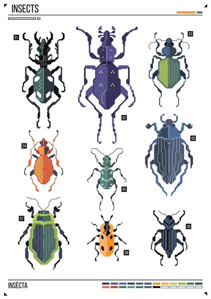 Vektör geometrik böcek veya böcek. Poster arka planında böcek var. Baskı, tebrik kartı, kreş posteri için idealdir.