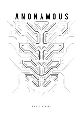 Siber punk fütürist poster. Yüksek çözünürlüklü teknoloji ürünü poster şablonu. İnternet ve baskı için modern broşür. hackleme, siber kültür, programlama ve sanal ortamlar.