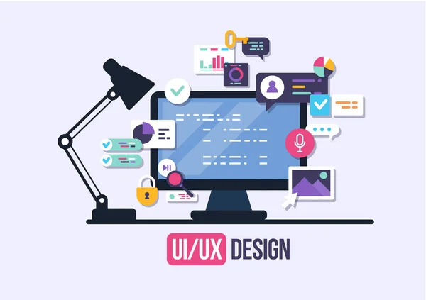 User Interface Design, Application development and UI, UX design. Creative vector illustration. — Stock Vector