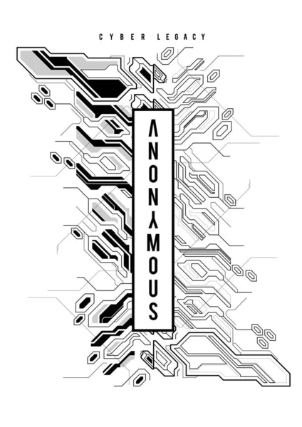 Cyberpunk futurisztikus poszter. Tech Abstract poszter sablon HUD elemekkel. Modern szórólap web-hez és nyomtatáshoz. hackelés, kiberkultúra, programozás és virtuális környezet. — Stock Vector