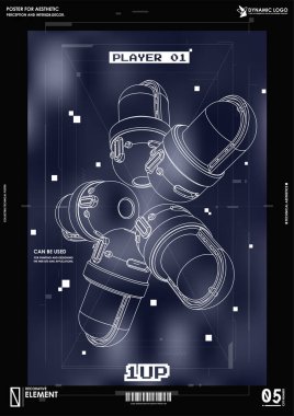 Siber punk fütürist poster. Yüksek çözünürlüklü teknoloji ürünü poster şablonu. İnternet ve baskı için modern broşür. hackleme, siber kültür, programlama ve sanal ortamlar.