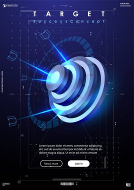 Dart hedefleri fütüristik tarzda. Başarı İş Konsepti. Gelecekteki teknoloji şablonu. İş hedefi konsepti vektör illüstrasyonu. Sembolik hedefler başarı, başarı, zafer.
