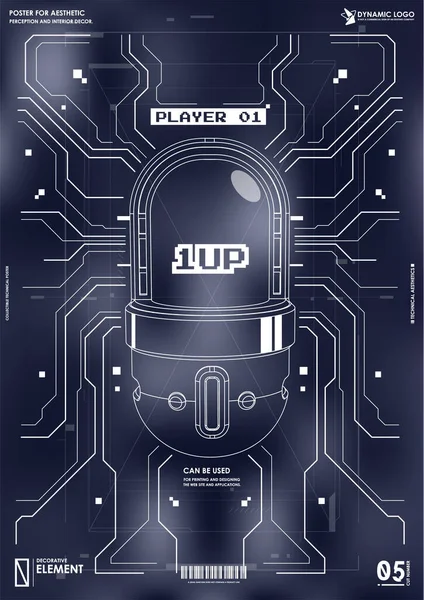 Siber punk fütürist poster. Yüksek çözünürlüklü teknoloji ürünü poster şablonu. İnternet ve baskı için modern broşür. hackleme, siber kültür, programlama ve sanal ortamlar.