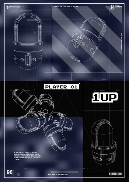 Siber punk fütürist poster. Yüksek çözünürlüklü teknoloji ürünü poster şablonu. İnternet ve baskı için modern broşür. hackleme, siber kültür, programlama ve sanal ortamlar.