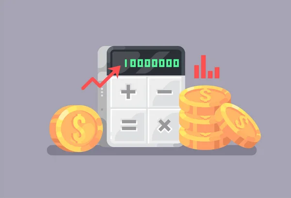 Kreative Darstellung Von Wirtschaft Und Finanzen Taschenrechner Und Münzen Wirtschaft — Stockvektor