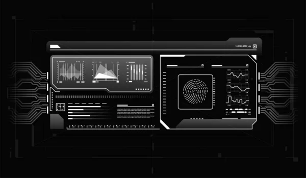 Сканування Пальців Футуристичному Стилі Біометричний Ідентифікатор Футуристичним Інтерфейсом Hud Технологія — стоковий вектор