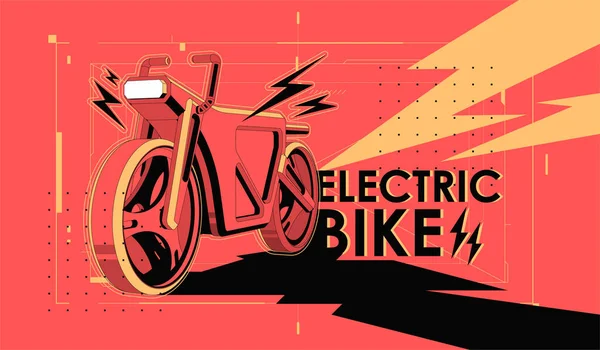 Electric bicycle with motor. Eco alternative city transport. Futuristic concept template. — Stock Vector