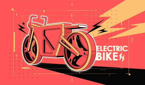 Electric bicycle with motor. Eco alternative city transport. Futuristic concept template. — Stock Vector