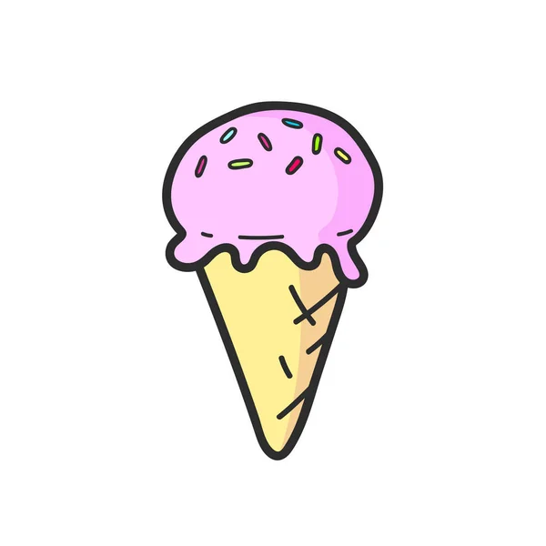 귀여운 딸기 아이스크림 그리기입니다. 고립 된 벡터입니다. 일러스트 레이 션 — 스톡 벡터