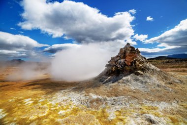 Volcanic steam vent in a beautifil Iceland landscape. clipart