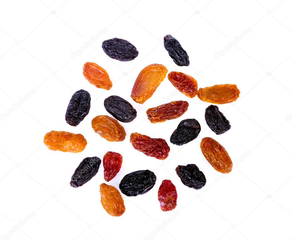 raisin is a dried grape isolated on white background.
