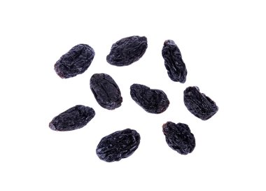 siyah kuru üzüm kuru üzüm izole üzerinde beyaz bir arka plan olduğunu.