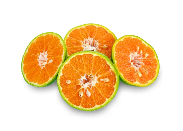 Green Tangerine White Background — Stock Photo, Image