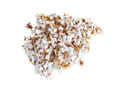 Buket pirinç izole beyaz zemin üzerine attı.