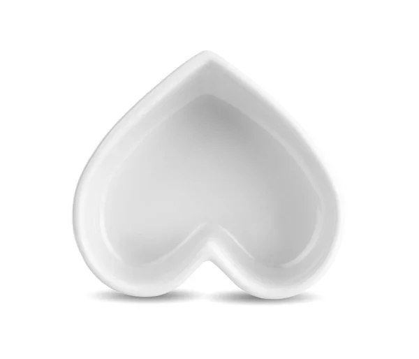 White Heart Shaped Ceramic Bowls Isolated White Background — Stock Photo, Image