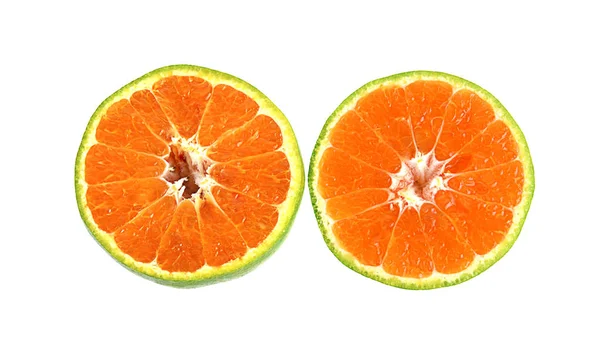 Green Tangerine White Background — Stock Photo, Image