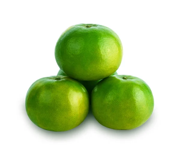 Green Tangerine Isolated White Background — Stock Photo, Image