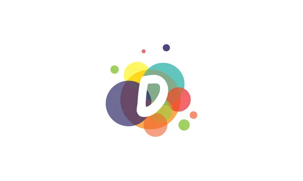 Imagen brillante y colorida de la letra D, sobre el fondo de círculos multicolores . — Vector de stock